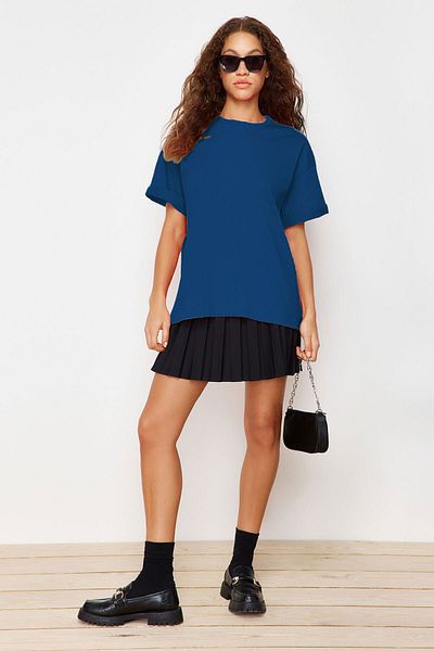 OXVİN Material modal puternic Tricou supradimensionat pentru femei Basic Wide LooseKalip