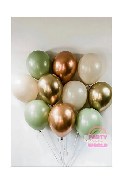 party world Pastel Retro Eucalyptus Mold Green Gold Golden Yellow Balloon Set of 12