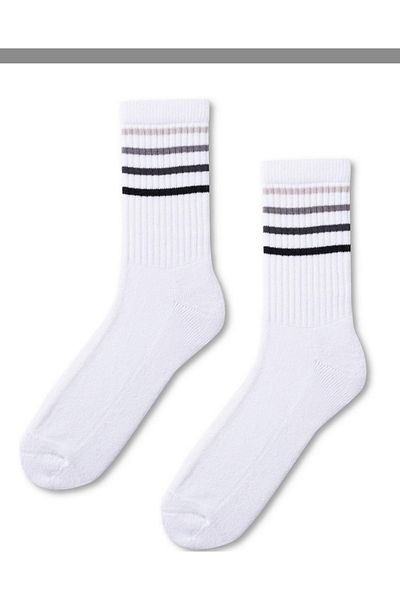 Katia&Bony Colorful Striped Towel Sole Socks White/Grey