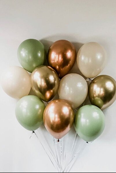 party world Pastel Retro Eucalyptus Mold Green Gold Golden Yellow Balloon Set of 12