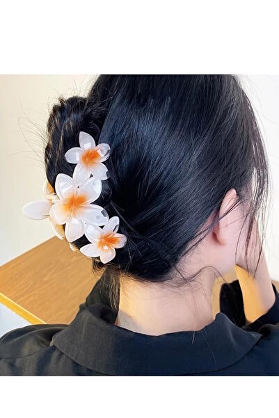 CAŞ DEKORASYON Λευκό και πορτοκαλί χρώμα λουλουδάτο φιγούρα πόρπη με μανταλάκι