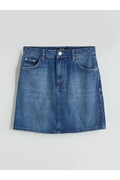 LC Waikiki XSIDE Fusta mini jean albastră, slim fit T T