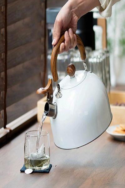 Rosemor Tea Kettle 3 Liter Whistling Tea Kettle Nordic Wooden Water Heater Whistling Tea Pot Kettle Infuser