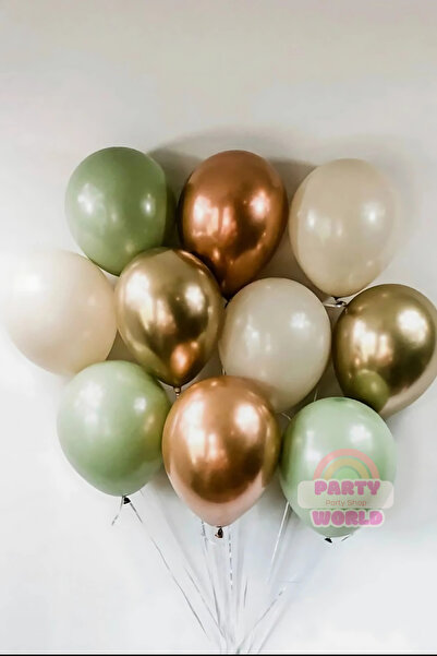 party world Pastel Retro Eucalyptus Mold Green Gold Golden Yellow Balloon Set of 12