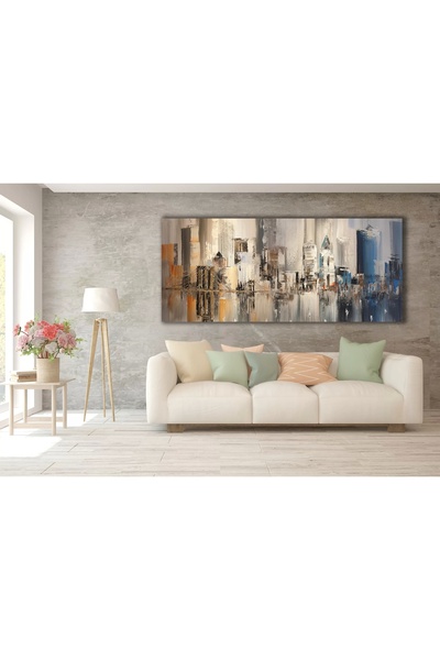 KanvasSepeti Yağlı Boya Görünümlü Modern Soyut Şehir Kanvas Tablo