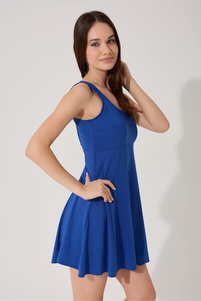 myfirstsea Kadın Likralı Birleşik Şortlu Etekli Mayo Kadın Şortlu Mayo Sabit Kaplı