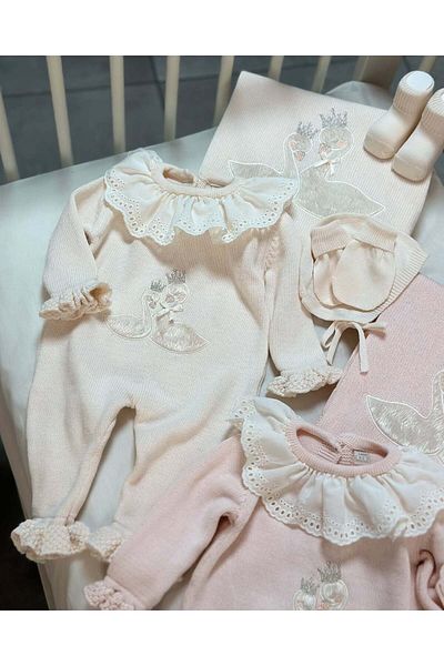 Nipperland Baby Girl 100% Cotton Swan Embroidered Set of 5