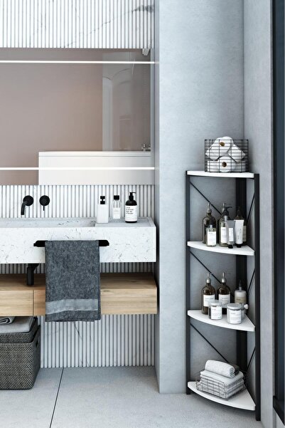 Mgr Office 4 Raflı Banyo Rafı Köşe Metal Çok Amaçlı Dekoratif Raf