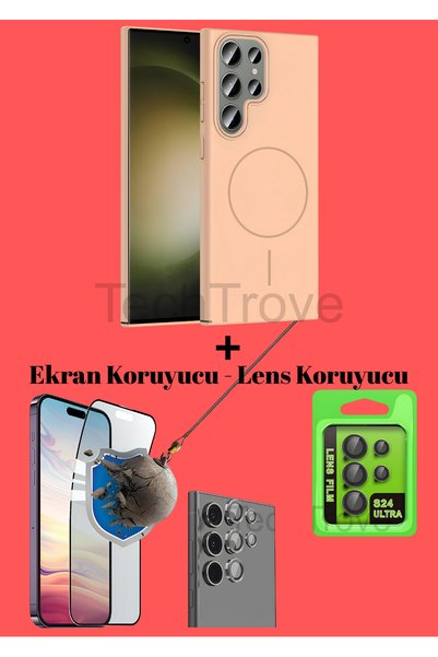 TechTrove حافظة متوافقة مع هاتف Samsung Galaxy S24 Ultra، مجموعة من 3 قطع لحم...