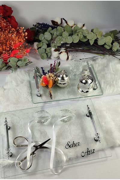 Basic Creation Promise Engagement Tray Set - Proposal Tray - Stylish and Simple - Elegant - Pearl Ribbon Gift