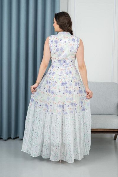 TAFASSELL Long Sleeveless Dress with Soft Floral Patterns 00