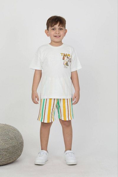Tiny ''Team U Play Cool'' Tennis Playing Puppies Printed T-Shirt and Shorts Boys' Set