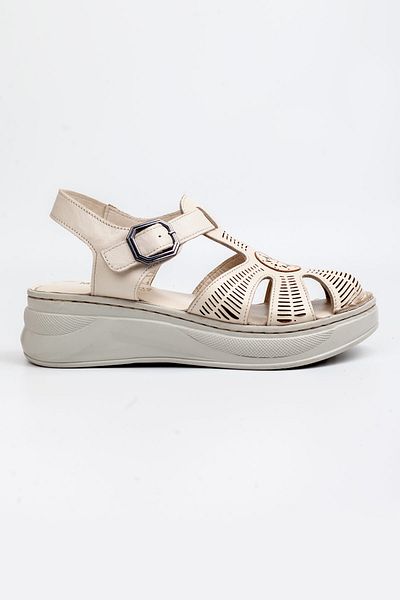 Melek Tuna Women's Genuine Leather Closed-Front Orthopedic Sandals, Comfortable Fit Women's Sandals