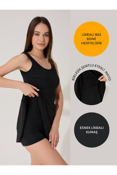 myfirstsea Kadın Likralı Birleşik Şortlu Etekli Mayo Kadın Şortlu Mayo Sabit Kaplı