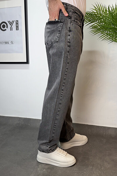 ROY501 Чоловічі баггі-штани з широкими штанинами, антрацитово-сірі баггі-джинси