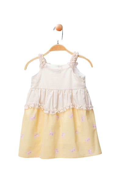 KALİNKA KİDS WEAR Girl's Summer Dress Buttoned Suspender Cotton Dress