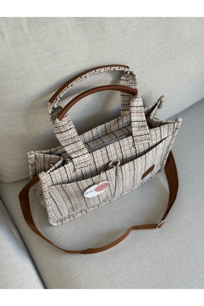 BAGLOVİS Canvas Front Pocket Women's Shoulder Bag Uz22 En28