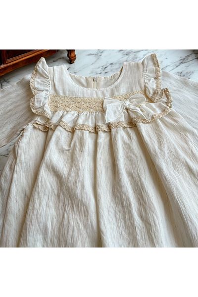 Nipperland Cotton Stylish Baby Girl Dress |   White Baby Dress |   Baby Girl Eid Combination