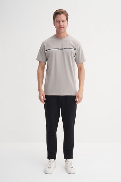 Cazador 25Yceed04135 Gray Men's Regular Fit Front Printed Crew Neck T-Shirt