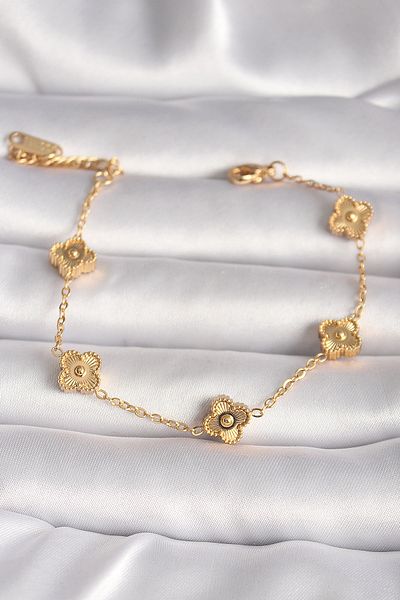 Skygo Gold Colored 316L Steel Baby Boy Clover Model Bracelet - Tj-Bb6641