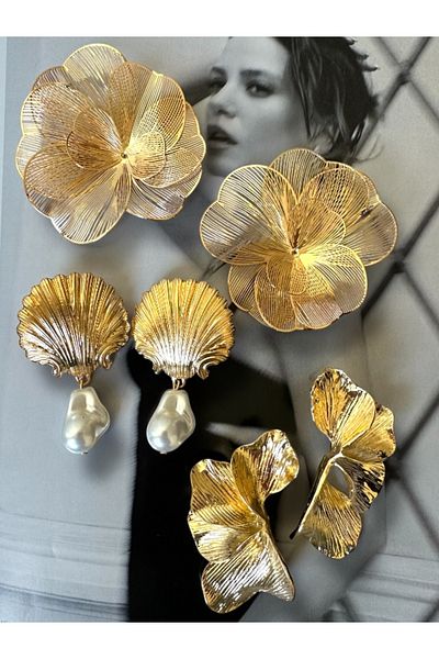 Finery by Nerrs Embossed Flower Shaped Thin Earrings