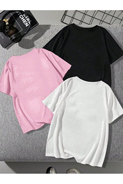 darkopia Σετ 3 μπλουζών μεγάλου μεγέθους με σχέδιο Powerpuff Girls Printed Friend Couple Combination Design