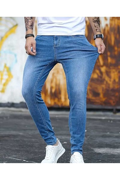 KING SEZAR Мъжки дънки Slim Fit Lycra Denim