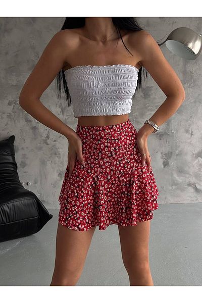Butik Merrline Women's Sandy Fabric Flower Print Pattern Shors Skirt Mini Skirt Shorts