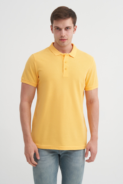 Cazador 25Yceeo04613 Yellow Men's Polo Neck Slim Fit T-Shirt