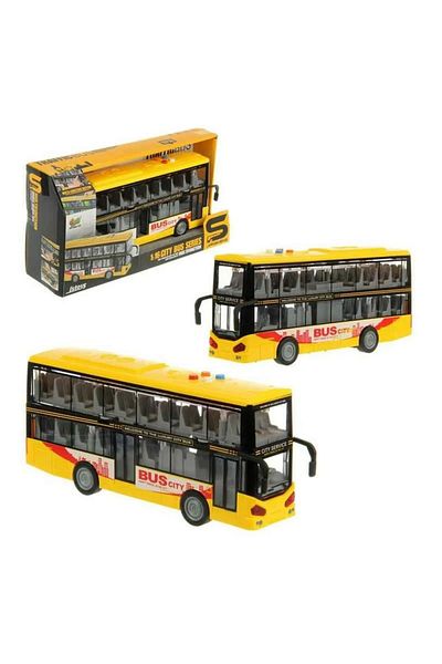 Ailenizin Oyuncakçısı Toy Bus 2-Decker Tour Bus with Lights and Sounds Doors Openable 1:16 Scale 28cm
