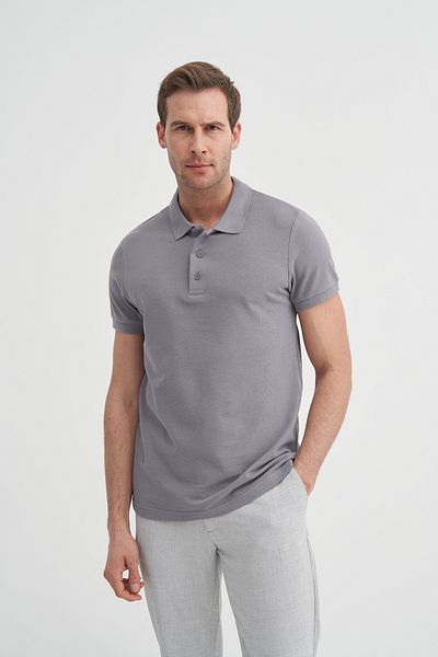 Cazador 25Yceeob4613 Light Gray Men's Oversize Fit Polo Neck T-Shirt