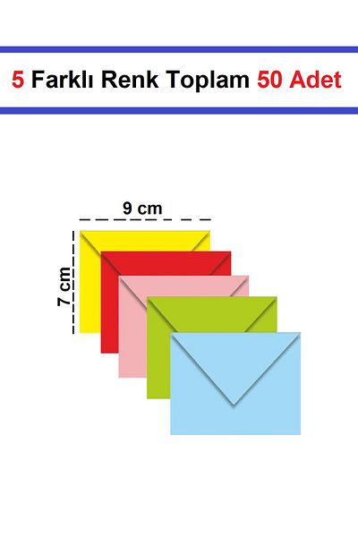 KarmaOfis Business Card Envelope Mixed 5 Different Colored 80 Gr 7 X 9 cm 50's