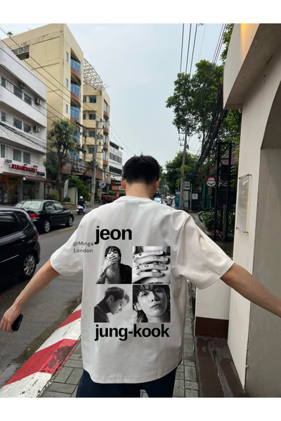 Minga London Tricou alb oversize unisex Bts Jeon Jung-kook - Ghostella