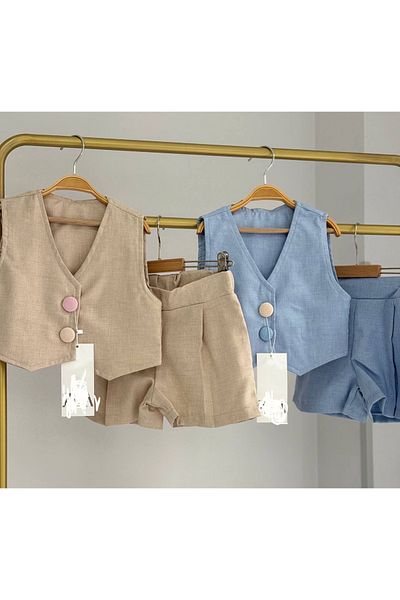 cacakids Girl's Vest Suit with Shorts