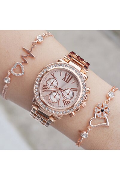 istanbul form Rose Metal Kordon Kadın Saat Kombini 3436