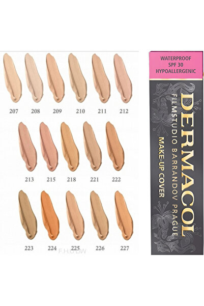 Dermacol Make Up Cover Fondöten-212 Uzun Süre Kalıcı, Su Geçirmez, Tam Kapatıcı Likit Fondöten