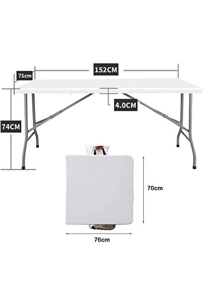 Generic Bonka 6ft 180cm Folding Plastic Table with Handle and Lock for Picnics, Parties and Camping