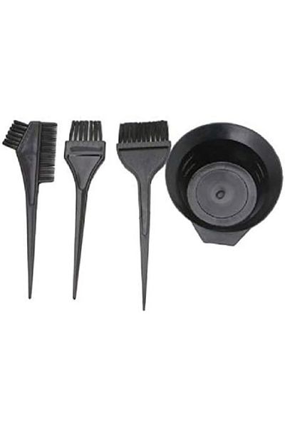 Generic AVNISH 4 pc of Hair Color Comb, Dye Brush and Color Mixing Bowl Colouring Kit (Black)
