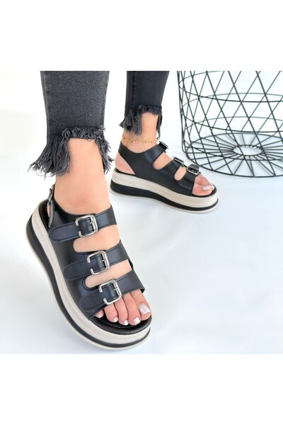 Erbilden Jatay Black Skin Sandals