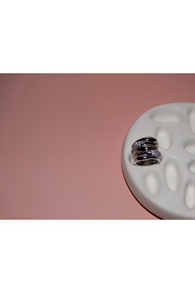 Takıccı 5 Row Zircon Stone Design Adjustable Steel Ring