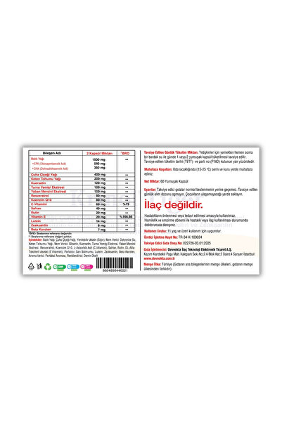 Krinol Tiger - Kuersetin, Resveratrol, Koenzim Q10, Safran, Lutein, Beta Karoten ve Rutin - 3 Kutu