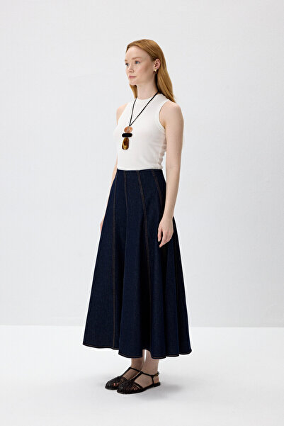 KUAD Parçalı Denim Etek