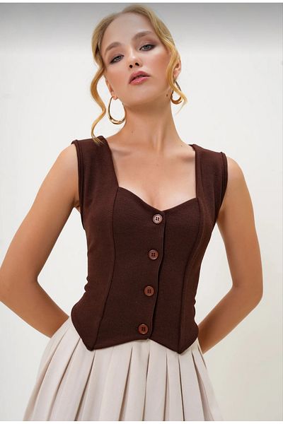 Safgiyim44 Vest - Brown - Mom