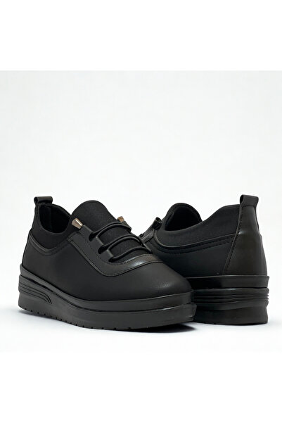 Flexter Дамски черни ортопедични обувки с подметка от синтетична кожа и връзки за ежедневно носене