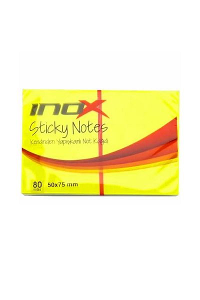 inox Adhesive Note Paper 50X75 Phosphor Yellow 80 Yp 12 Pack