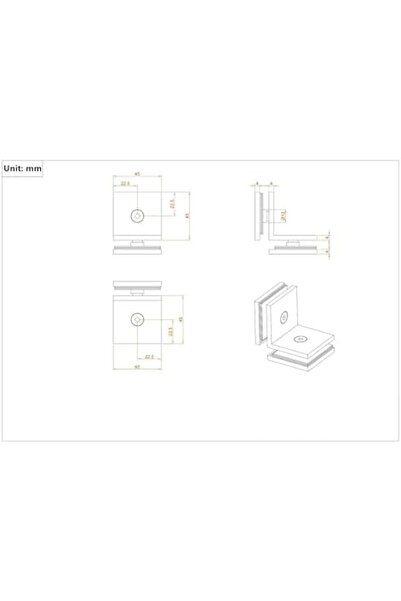 Generic Ranbo 304 Stainless Steel Square Frameless Glass Clamp Connector/Shower door Fixed Panel/Glass-to-Gl