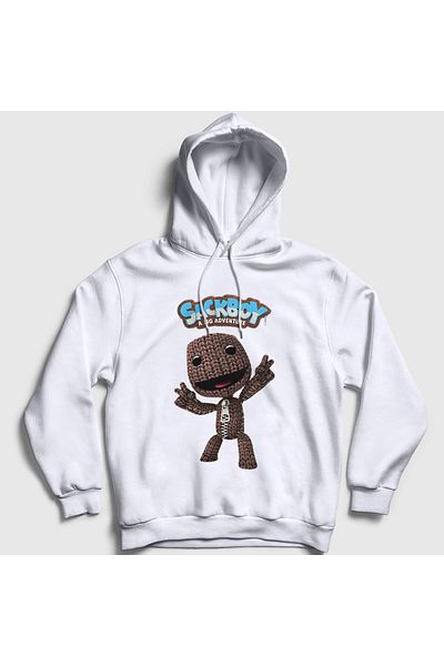 Presmono Unisex White Sign Sackboy A Big Adventure Φούτερ με κουκούλα 545010tt