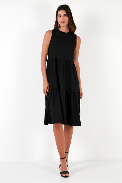 Lela Regular Fit Kolsuz Midi Elbise ELBİSE 5869008