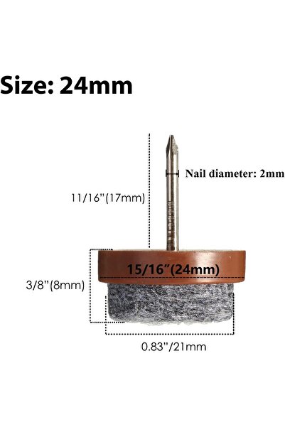 Generic Gutapo 40pcs Round Heavy Duty Nail-on Felt Pad for Furniture Chair Table Leg Feet Floor Protectors S