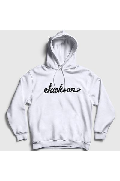 Presmono Unisex Λευκό λογότυπο Jackson Gift Φούτερ με κουκούλα κιθάρας 544090tt